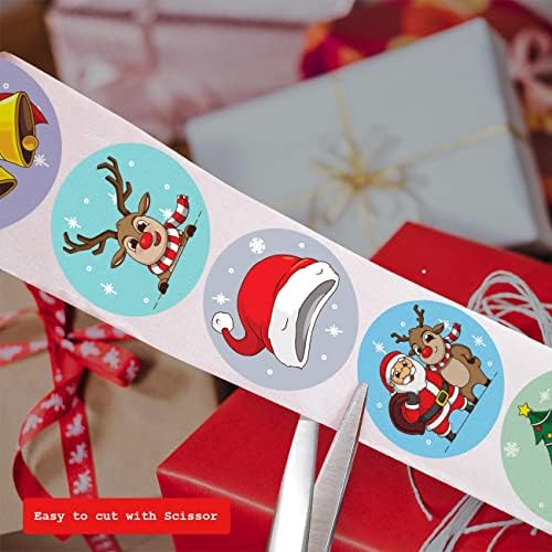 Bonico Christmas Stickers - 500 Pcs Merry Christmas Tag Stickers  Xmas Kids Stickers for Christmas Decoration  Christmas Stickers for Windows  Envelope Seal Stickers (2R-8ND)