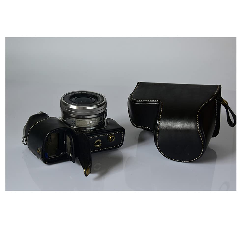 Borsa per Fotocamera in Pelle PU Premium, Custodia per La Protezione della Fotocamera, per Sony A6000 / A6300 / A6400, Contro Polvere, Graffi E Danni,caffè
