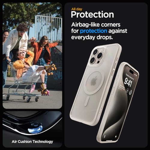 Image of Spigen for iPhone 15 Pro Case, Ultra Hybrid MagFit [Anti-Yellowing] [Compatible with Magsafe] - Frost Natural Titanium