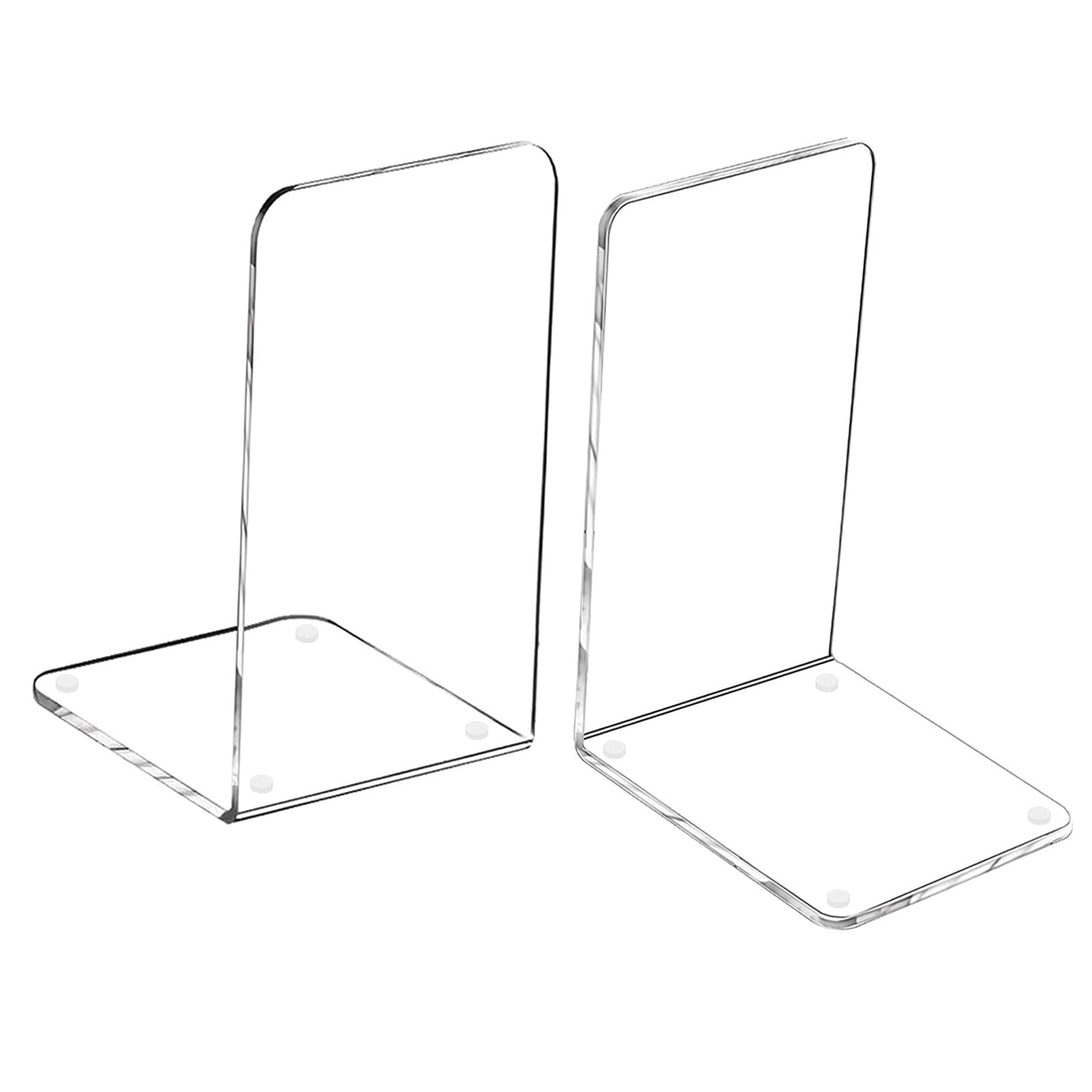 merrynine clear book ends 2pcs acrylic bookends for shelves non-slip bookend decorative for heavy duty book books holder stopper for kids bookshelf dividers books organizer for office home school