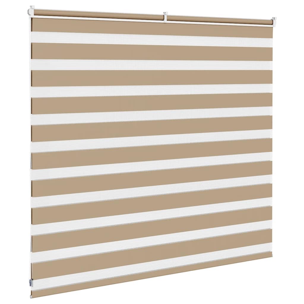 Tenda a rullo zebrata, marrone sabbia, 160,9 cm, poliestere | Traslucido al buio, doppio strato, montaggio senza foratura, catena regolabile, facile da pulire