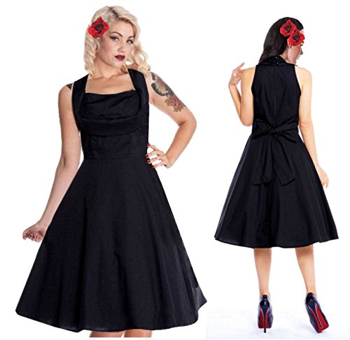 DangerousFX 8-20 Snellente Nero Canotta Anni 50 Cotone/Lycra Svasato Estate Party Gothic