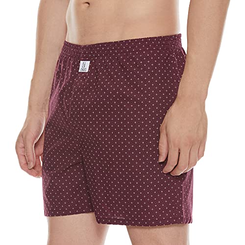 Image of Longies Pure Cotton Men Printed Boxers Pack of 3 Regular Shorts (LGBOXPO3V003 Navy,Blue,Maroon3266 XL)