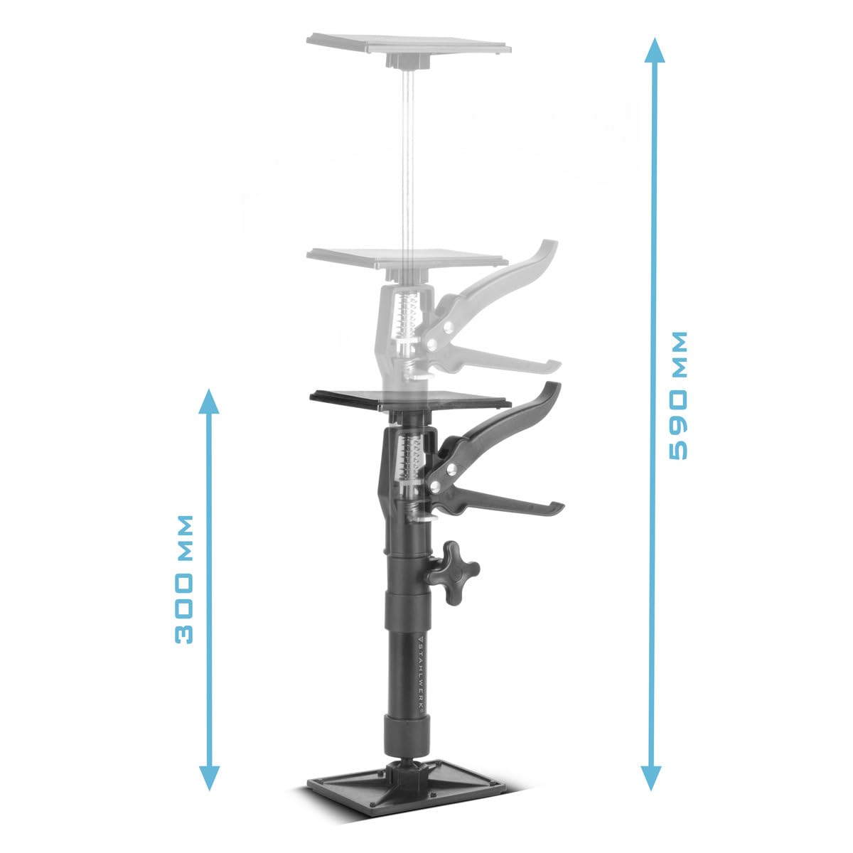 STAHLWERK Teleskop-Stützstange 4er Set 30-59 cm mit 43 kg Tragkraft Montagestütze | Baustütze | Teleskopstütze | Türspanner | Deckenstütze | Spannstütze | Einhandstütze | Schnellspannstütze