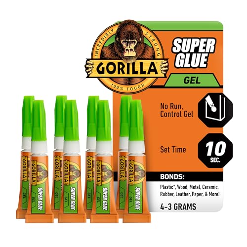 Gorilla Super Glue Gel, Clear, Four 3 g Tubes, 2-Pack, All Purpose