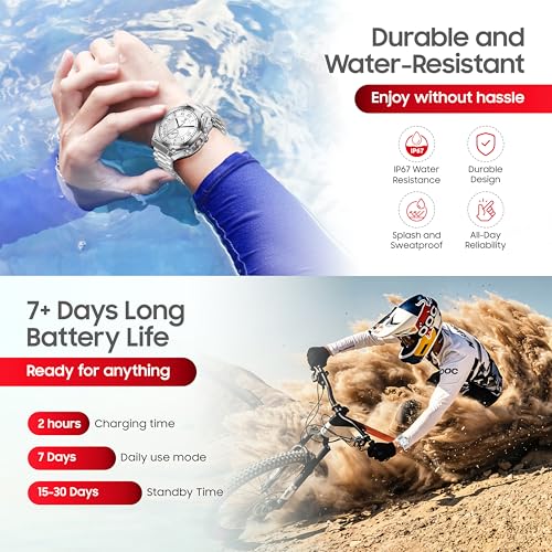 Image of Swiss Military DOM6 Smartwatch 1.43 inch AMOLED, Bluetooth Calling, Multi Language, Health & Sports Tracking, Wireless Charging, 7 Days Battery, IP67, iOS /Android Compatible,Silver Frame with Steel Strap