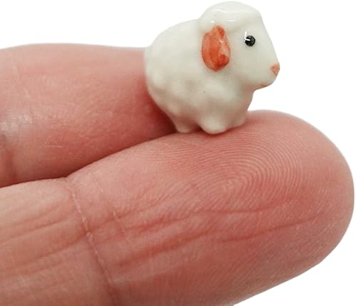 SSJSHOP Figuras de casa de muñecas de oveja bebé pequeños animales pintados a mano coleccionables pequeño regalo decoración del hogar y jardín V1