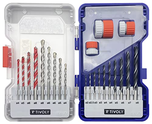 Tivoly 11901170061 Storage Box 22 Pieces, Tile, Concrete, Wood and 3 Depth Stops for Drill Bits Diameter 3 to 12 mm, Red Grey - Image 2