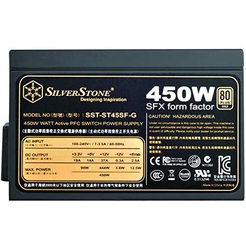 SilverStone SST-ST45SF-G v 2.0 - Alimentatore per PC SFX Series, 450W 80 Plus Gold PC Power Supply, Low Noise 80mm, 100% modular