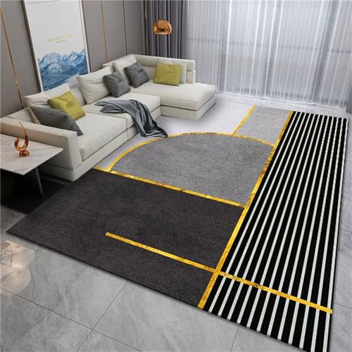 Beau tapis 180x280cm rectangulaire gris design géométrique pour maison
