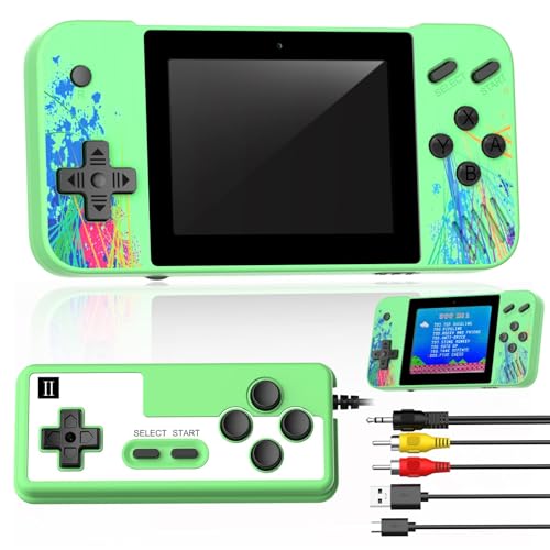 Deluisho Mini Consola de Juegos Gameboy, Admite 2 Jugadores y se Conecta al Televisor, Precargada con 800 Juegos Clásicos, Pantalla LCD de 3,5 Pulgadas, Mini Arcade, Regalo para Niños y Niñas (Verde)