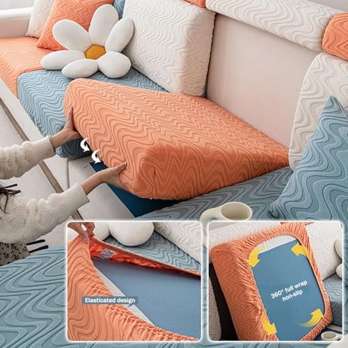 Housse de coussin velours extensible pour réparer un canapé usé