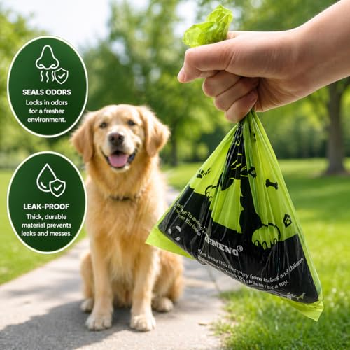 Image of Doggy Poop Bags Biodegradable with Dispenser (1440 Bags) Eco-friendly Dog Waste Pickup Bags Landfill-friendly Refill Rolls Cat Waste Bags (Green, 72 Rolls, Unscented)