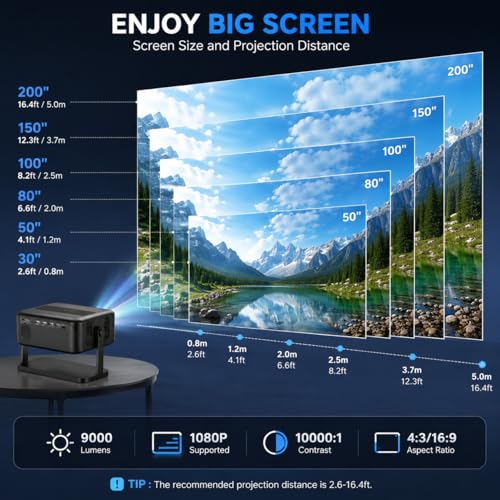 Image of Mini Portable Projector with 4K Support, Android 14, WiFi 6, Bluetooth, Full HD Support, for Movies, Gaming and Outdoor Use