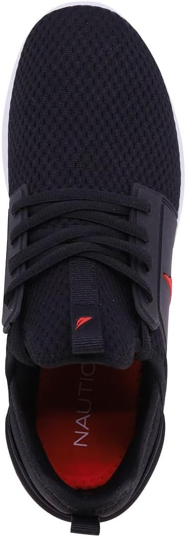 Nautica Men's Sneakers: Athletic, Comfortable, Casual Lace-Up Fashion Walking Shoes 7.5 Black Red 1 Rainey Sport