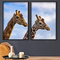 2 Piece Framed Canvas Wall Art Giraffes Canvas Prints Home Artwork Decoration for Living Room,Bedroom - 16