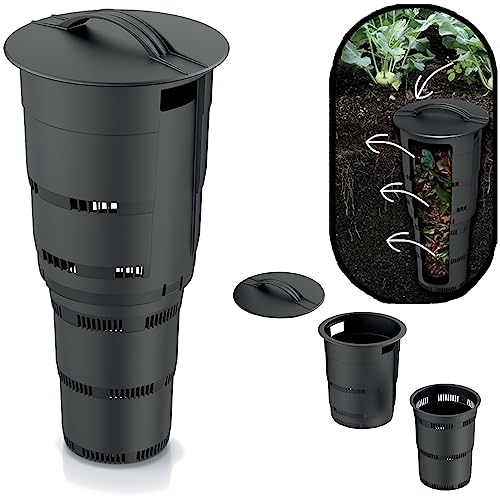 Komposter Unterirdischer Garten 11 L Anthrazit Kunststoff H 53 cm modularer Komposteimer Bio Mülleimer
