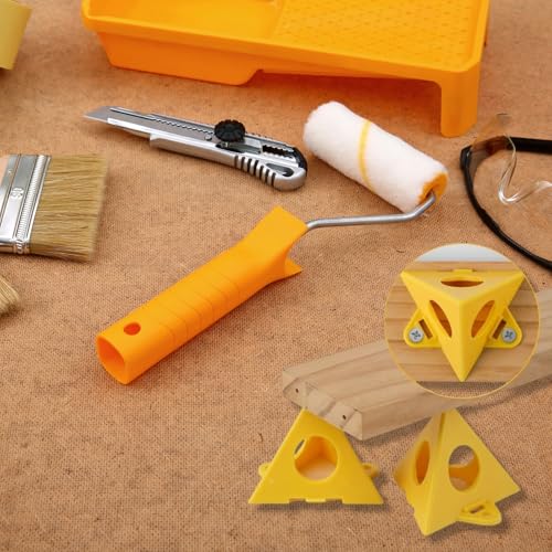 Fubuuf 50 Stück Maler Pyramidenständer Gelb ABS Kunststoff Kegelständer Pyramiden Stands Farbständer für Leinwände Mini-Kegel-Farbständer Stabile Dreiecksstütze für Leinwand, Möbel, DIY Projekte