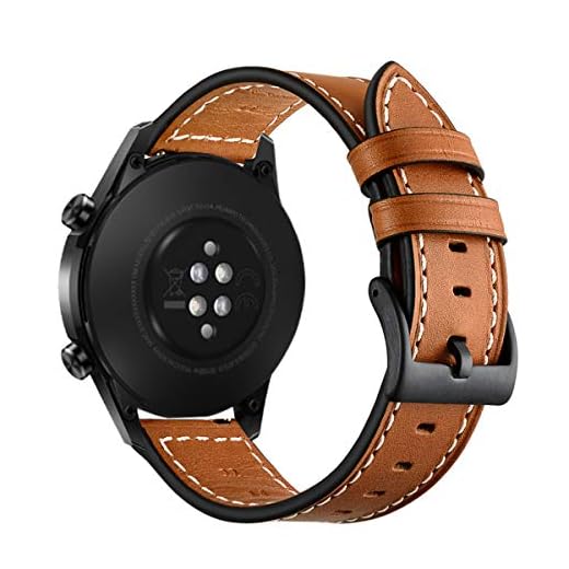 Aimtel armband kompatibelt med Huawei Watch GT 2e armband/Huawei Watch GT 2 46 mm / GT Classic / Sport / Active, 22 mm läderrem ersättningsarmband för Huawei GT 2 46 mm & Huawei GT 2e (brun)