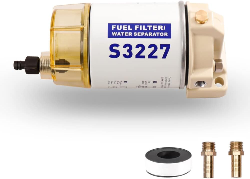 S3227 9-37882 18-7922 Fuel Filter Marine Fuel Water Separator Assembly Replacement for Marine Outboard Motor Mercury Replaces# S3227 18-7948 9-37882 320R 490R-RAC-01 18-7922, 18-7922-1