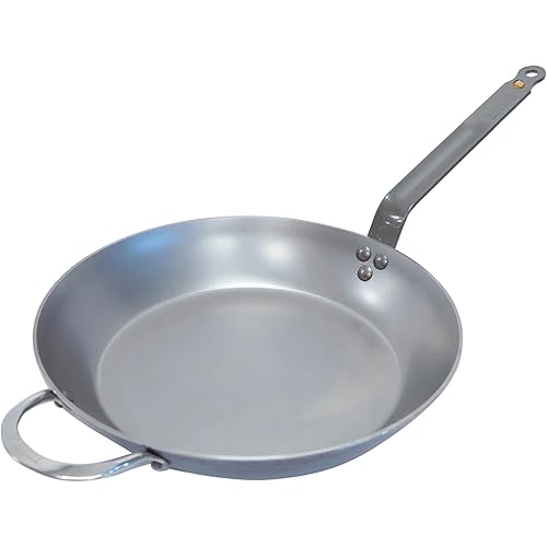 de Buyer MINERAL B Carbon Steel Fry Pan - 12.5” Diameter, 9” Cooking Surface - Ideal for Searing, Sauteing & Reheating - Naturally Non-Stick Finish - Made in France