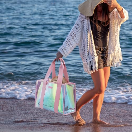 Milan Chiva Large Beach Tote Bag for Women Waterproof Sandproof Iridescent Clear Tote4
