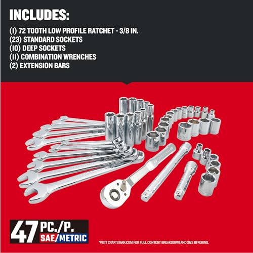 CRAFTSMAN Mobile Mechanics Tool Set, 3/8 Inch Drive, 72 Tooth Ratchet, 47 Piece (CMMT12119) - image 3