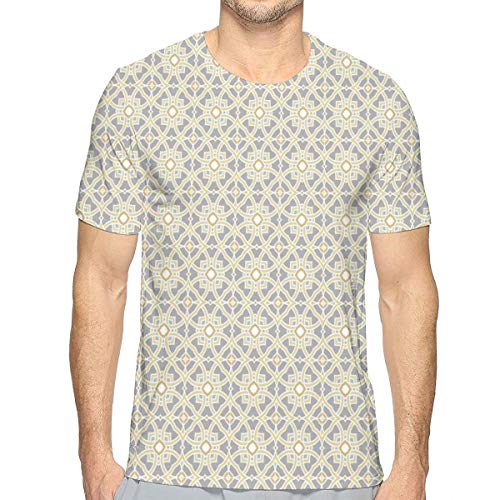 LESKETH 3D Printed T Shirts,Portuguese Azulejo Tiles Pattern with Moroccan Inspirations Geometric Squares Lines