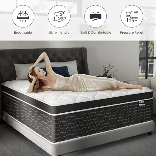 Medium Plush Feel Full Size Mattress 12 Inch, Hybrid Mattress Full Size Bed in a Box, Individual Pocket Springs with Memory Foam, Premier Comfort Sleep, Motion Isolation, CertiPUR-US Certified