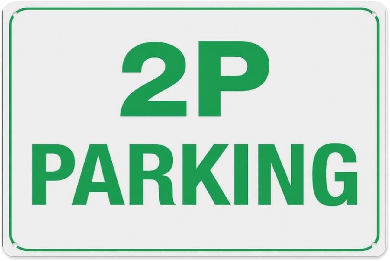 2P Parking Rust Free Aluminum Tin Warning Sign - Pre-Drilled Holes, Waterproof for Home Garden, Apartment Parking - 12x16 Inches​