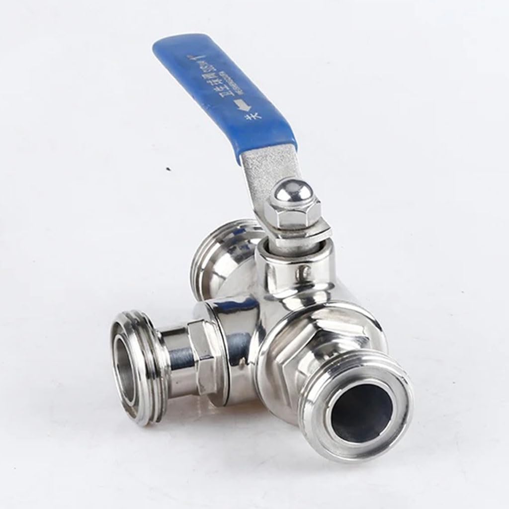 valvola a sfera, valvola a sfera in acciaio inox, Valvola a sfera a 3 vie in acciaio inossidabile SS304, valvola a sfera a forma di T con filettatura esterna di grado sanitario for produzione di birra