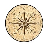 ALAZA Vintage Grunge Compass Non-Slip Round Area Rug for Bedroom Living Room Study Playing Floor Mat Carpet, 3' Diameter