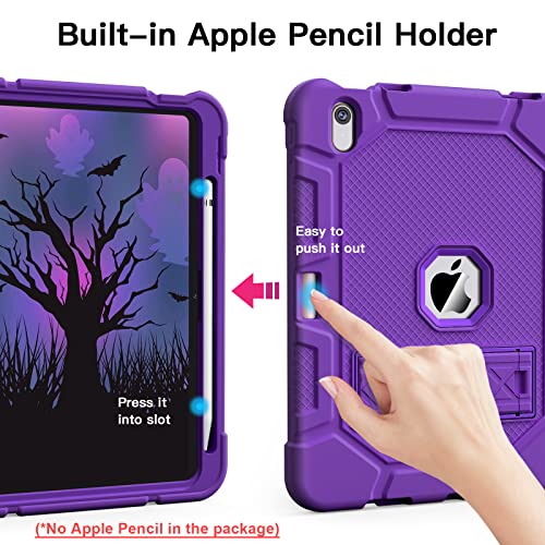 Image of Azzsy Case for iPad (A16) 11th Generation 11 Inch 2025 / iPad 10th Generation 10.9 Inch 2022, [Built-in Pencil Holder] Heavy Duty Shockproof Rugged Protective Case, Purple