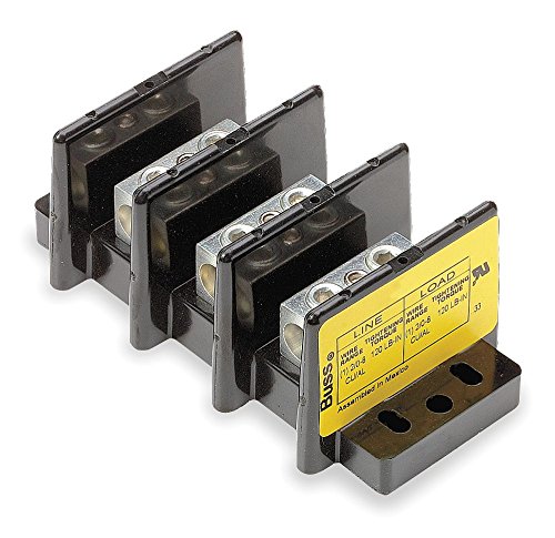 Bussmann Power Distribution Block, 255 Max. Amps, Primary Connections/Pole: 1-16003-3