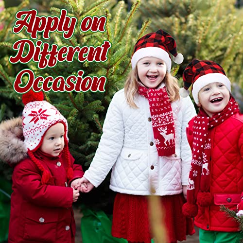 Jeere 24 Pack Santa Hat Christmas Red Plaid Unisex Buffalo Plush Fabric Xmas For Adults Women Men Kids Children Teens Costume Party Holiday Supplies, Multicolor, 11.8 X 16 Inch #TOP4