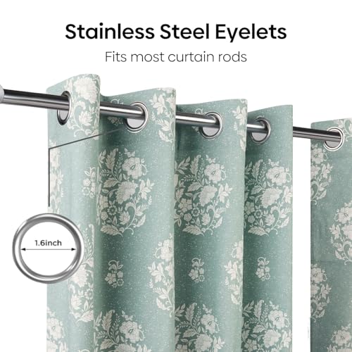 Image of haus & kinder Digital Printed Cotton Door Curtain 7 Feet Long Pack of 2 Door Curtains, 7 Feet Curtain for Door (Whispering Songbird, Teal 130x213 CM)