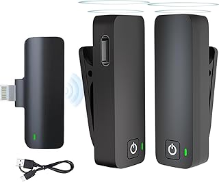 WANHE Wireless Microphones for Phone Pad Dual Lapel Microphone Professional Active Noise Reduction 2.4GHz Plug Play for i-Phone i-Pad IOS Devices Vlogging You-Tube Video Recording Podcast Interview
