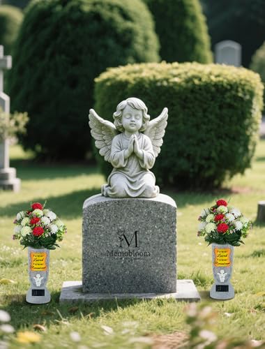 Solar Cemetery Grave Vase: 1 LED Angel Flower Vase with Spikes for Graves - Grave Flower Holder for Cemetery Decorations - Outdoor Memorial Vases for Loss of Loved One image 7