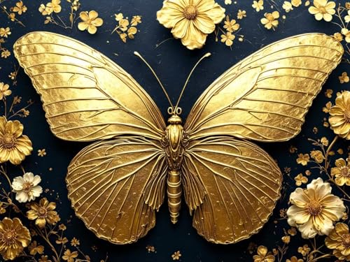 Broderie Diamant Kit Complet Papillons Jaunes : Chassez le Stress avec la Peinture Diamant 150x100cm