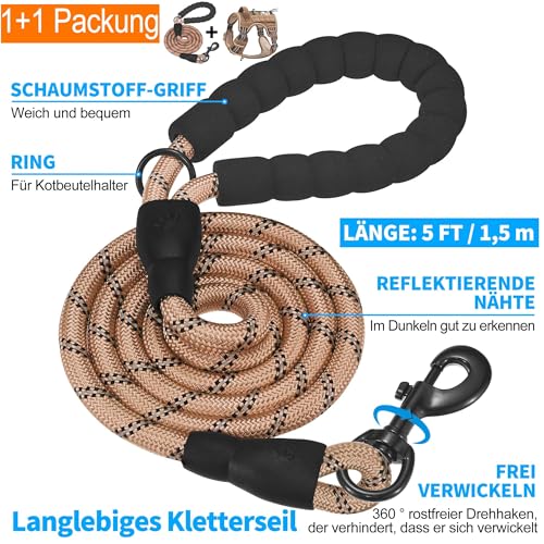 Haapaw Heavy Duty Taktisches Hundegeschirr für große Hunde, kein Zug Verstellbares Haustiergeschirr Reflektierendes Service Training Einfache Steuerung Haustierweste Military Arbeitshundegeschirre