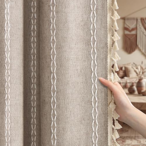 XOGUIBO Brown Boho Blackout Curtains 2 Panels 84 Inch for