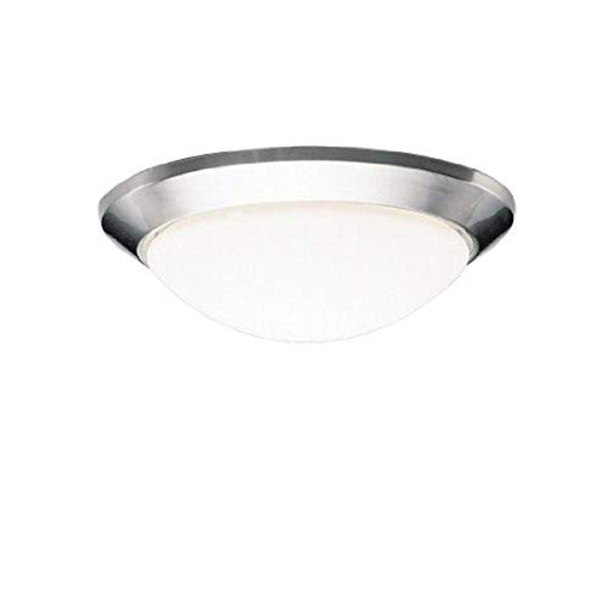 kichler ceiling space 14" 1 light flush mount with satin etched cased opal in brushed nickel