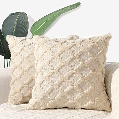 Fundas de almohada beige de rombos geométricos Cover