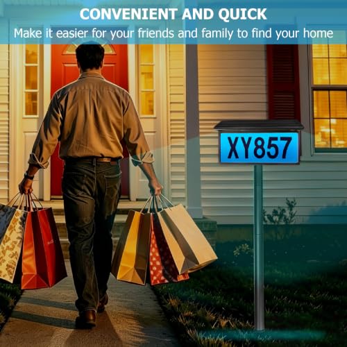 Address Numbers for House Solar Powered with 8 Colors, IP65 Waterproof LED House Number Sign for Yard, Wall or Ground Mount, Auto On/Off, 56 LEDs 2000mAh Battery, Up to 12H Working Time – Ideal for Garden, Patio, Porch, Driveway by WESTYLETID - Used condition - Image 8