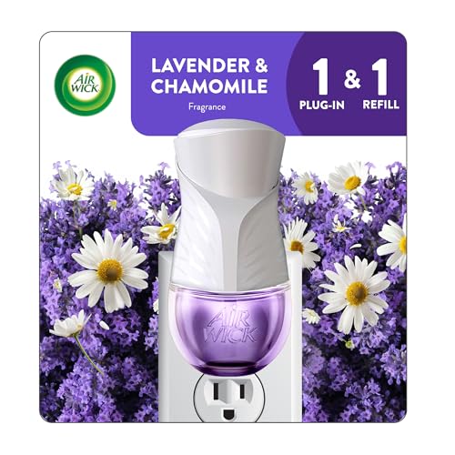 Air Wick Plug in Scented Oil Starter Kit (Warmer + 1 Refill), Lavender & Chamomile, Air Freshener, Essential Oils
