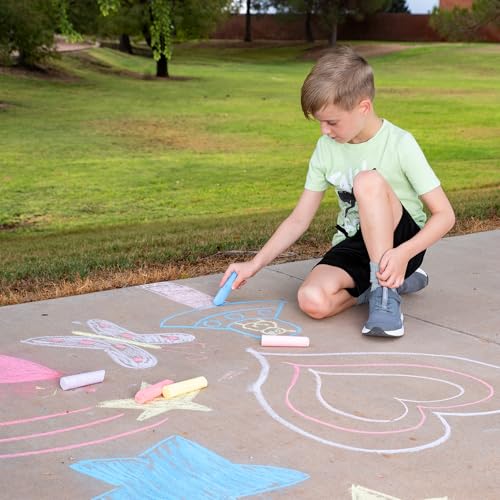 Image of JOYIN 120 PCS Sidewalk Chalks for Kids Giant Box Non-toxic Jumbo Colored Washable Sidewalk Chalk for Toddlers in 10 Colors