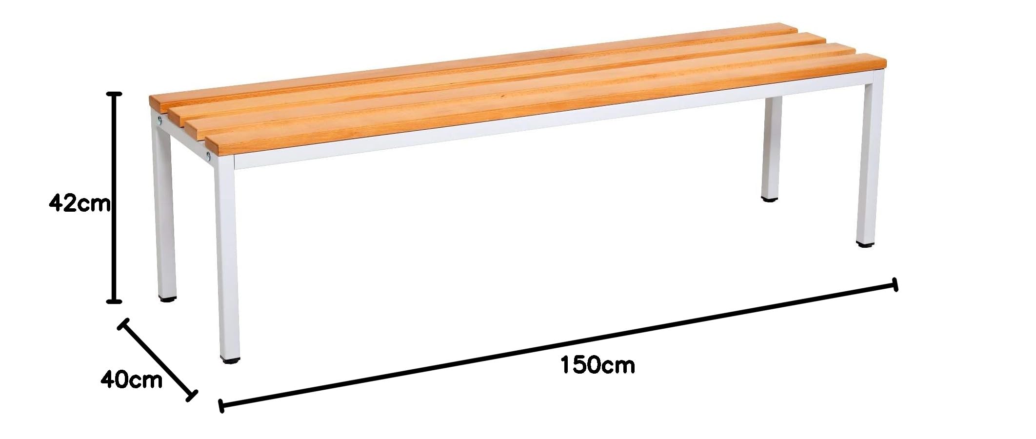 furni24 Panca per spogliatoi, 150 x 42 x 40 cm, per spogliatoi, spogliatoi, panca sportiva, panca con vero legno per palestra