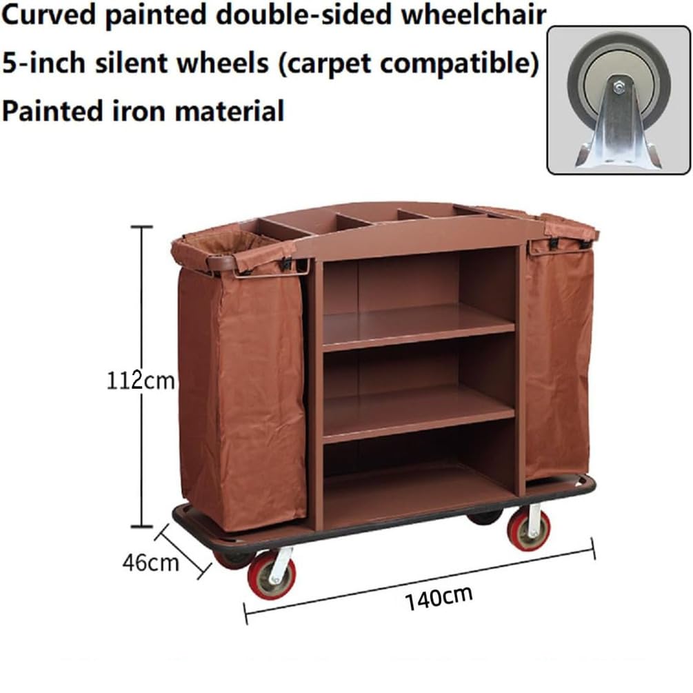 Carrito de hotel para limpieza de limpieza, carrito multifuncional con ruedas y bolsa de almacenamiento para uso comercial, perfecto para transporte de ropa y suministros