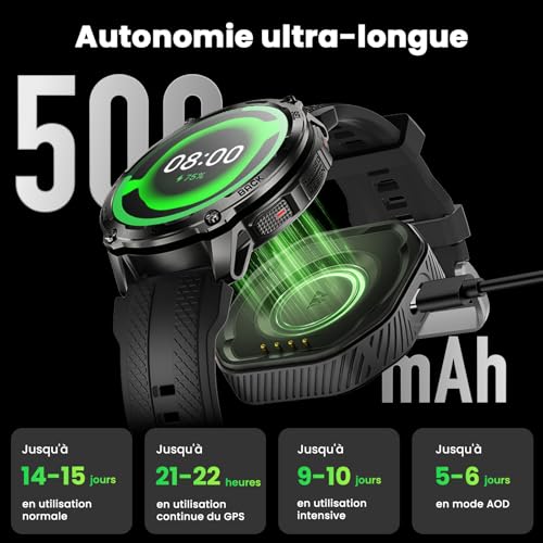 KOSPET Tank T4 Montre Connectée, GPS & Cartes Hors Ligne, Acier Inoxydable – vue 9