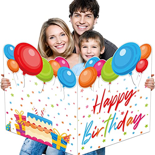 Image of 2 Pack Jumbo Birthday Cards 22 x 14 Inch, Large Birthday Guest Book Alternative Signature Board for Women Men Giant Large Birthday Greeting Cards for Girl Boy Birthday Supplies, Excluding